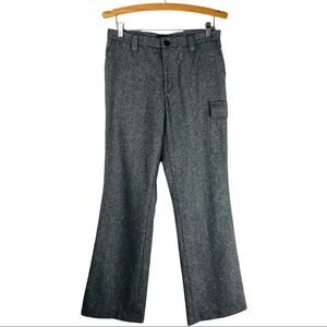 GAP vintage black white tweed wool wide leg cargo preppy academia pants 8